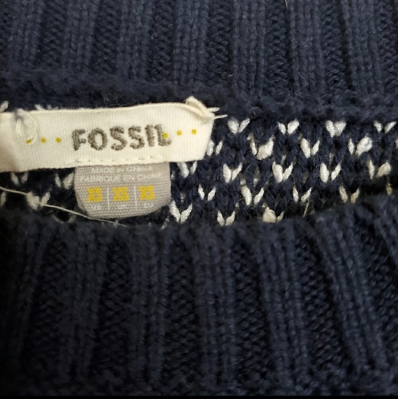 Fossil navy striped knit crewneck sweater - Picture 2 of 14